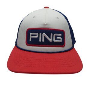 Ping Red White Blue 110 One Ten Flexfit Tech Yupoong Rope Snapback Golf Hat Cap